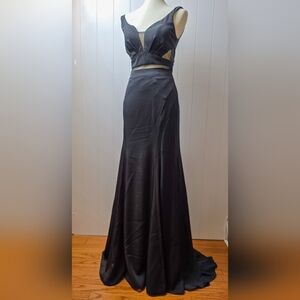 Cinderella Divine Black Cutout Mesh Mermaid Gown Size 6 NWT